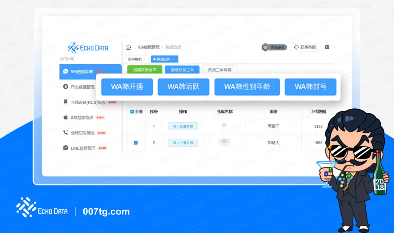 【柒彩出海产品】跨境企业必备，EchoData “全球筛号系统”让邮件点击率暴涨60%！